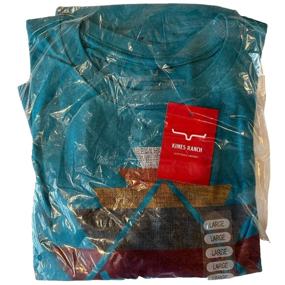 Kimes Ranch Short Sleeve T-shirt  NEW with Tags Mens Sz Large  Aztec Layers Teal - Picture 2 of 4